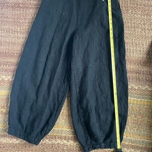 Men's Black Relaxed Linen-Blend Pants